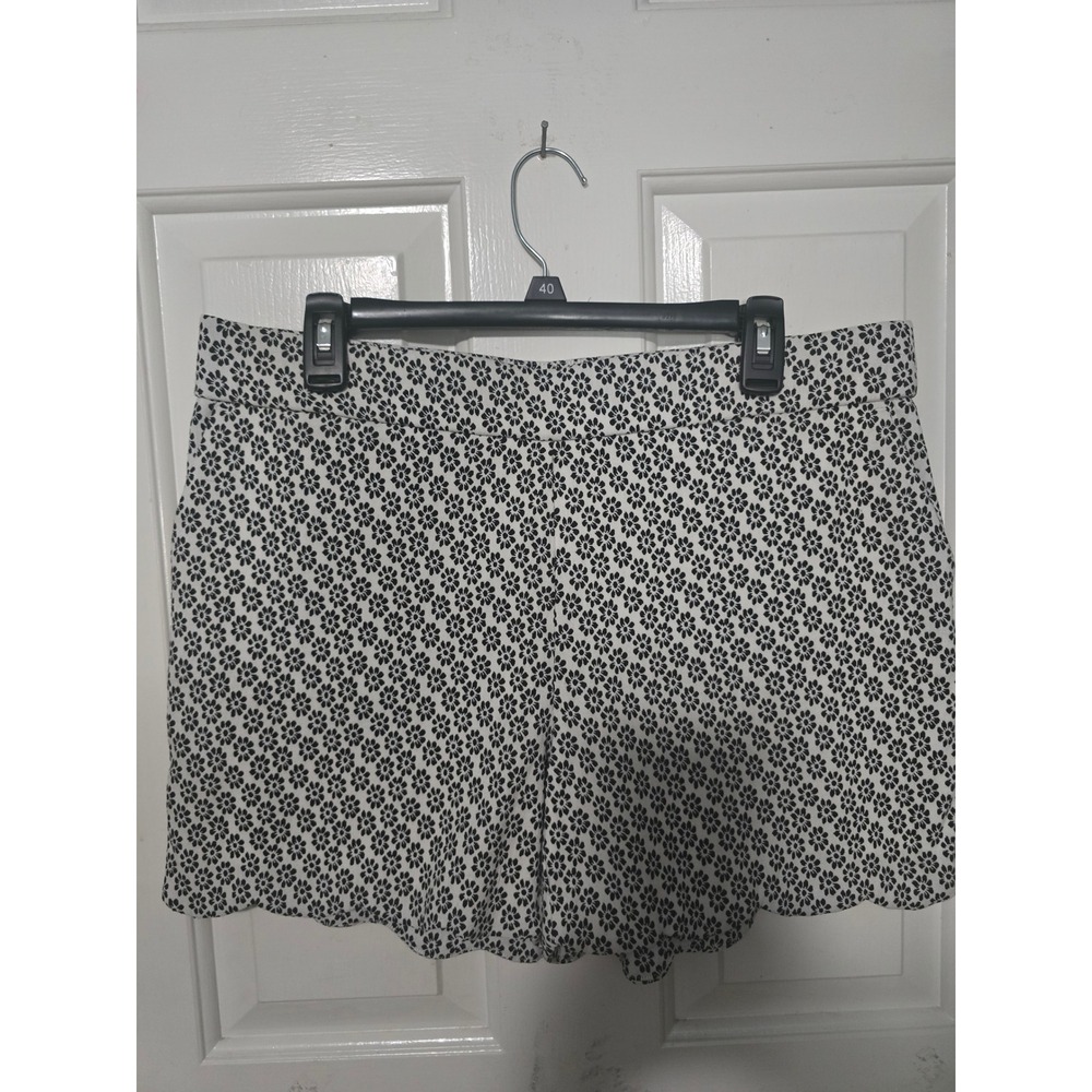 Jules & Leopold Womens Floral Daisy Scalloped Hem Shorts Black White Size Large